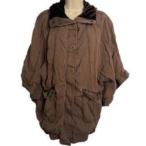 Hei Hei Womens Brown Anthropologie Cape Oversized Jacket Dolman Sleeve XS / S